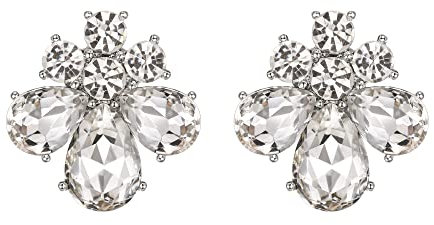 EVER FAITH Blumen Ohrstecker für Damen Mädchen Strass Kristall Hochzeits Braut Tropfen Ohrringe Champagne Color