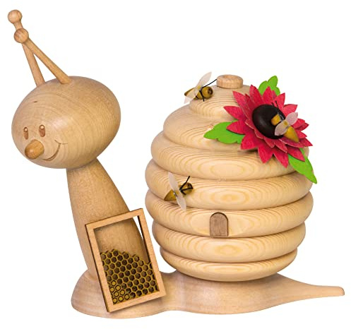 Drechslerei Kuhnert - Rauchschnecke/Räucherfigur aus Holz - Sunny Honigschnecke - Höhe: ca. 15cm - Made in Germany