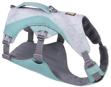 RUFFWEAR Swamp Cooler Hundegeschirr und Griff, leichte Laufausrüstung hält Haustiere bei heißem Wetter kühl, Verstellbar, stark und kühlend, 2 Leinen-Portale, Sage Green (Medium, 69-81cm)
