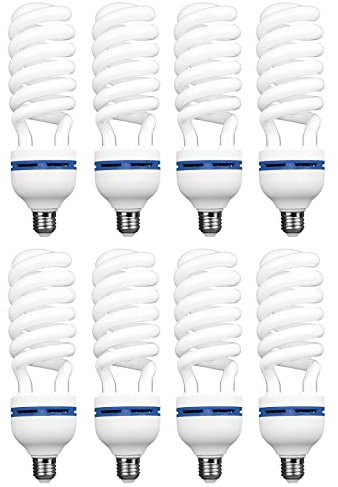 BOLLUMA 8 x 55W = 150W 5500K E27 Photo Studio Ampoule Vidéo Lumière Blanche Phographie Lumière du Jour Lampe de l'ampoule E27 150W Ampoule Eclairage Continu pour Photo Studio Vidéo Softbox Parapluie