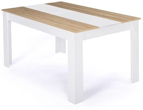 IDMarket - Esstisch, rechteckig, Georgia, für 8 Personen, Weiß und Buchenoptik, 160 x 90 cm