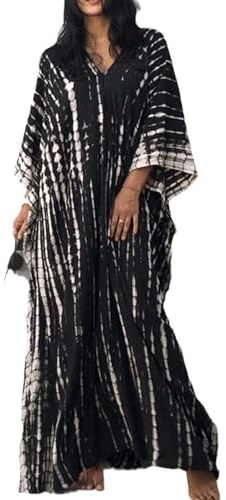 SMUDGE Life Kaftan Dresses for Women Plus Size Summer Beach Dress with Print and Swim Cover Ups