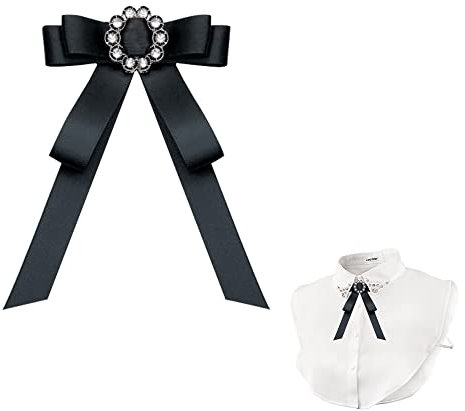 Schleifenbrosche mit Strass Fliege mit Brosche Perle Bogen Brosche Vintage Band Broschen Damen Vintage Broschennadeln Strass Elegante Broschennadeln Bekleidungs Damenmode Kleiderclip (1)