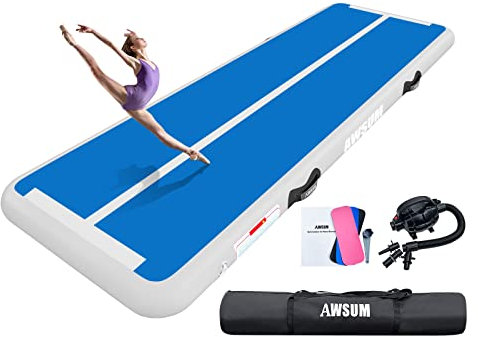 AWSUM Large Extra-Wide Tumbling Track 23ft x 5ft x 4in with Pump for Gym
