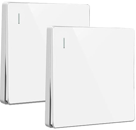 ZFQ 2 Pack Rocker Button Switch White Wall Panel Electrical Single Light Switch, 1 Gang 2 Way, 10A 250V