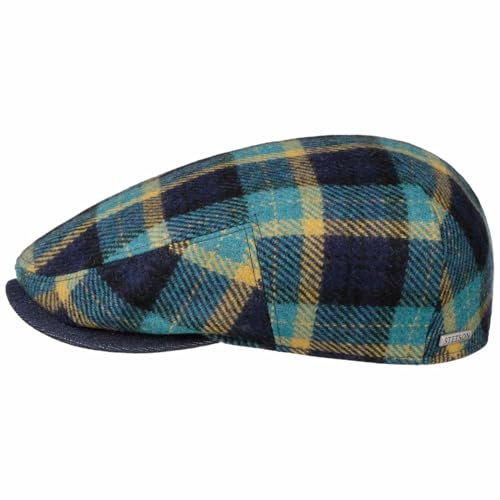 Stetson Genola Wool Check Flatcap Karomuster Klassische Schiebermütze Baumwollfutter Made in EU Herren Herbst Winter