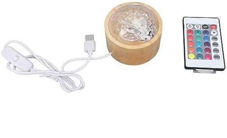 Dynamic Rotating Water Ripple Night Light RGB Crystal Lamp with 16 Colors Adjustable Brightness Ocean Projector for Bedroom Living Room Solid Wood Base PC Lampshade