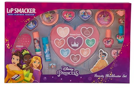 Lip Smacker Disney Princess Blockbuster Set, Set Trucchi per Bambina, con Balsamo Per Labbra, Lucidalabbra, Ombretti e Smalti Per Unghie, Accessori Per Capelli e Trucco