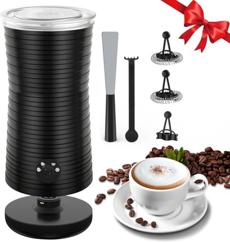 Milk Frother, Morpilot 4 in 1 Electric Milk Frothers, Hot & Cold Milk Foamer, 240ml, 400w, Smart Temperature Controls, Silent Operation, for Coffee, Cappuccino, Black