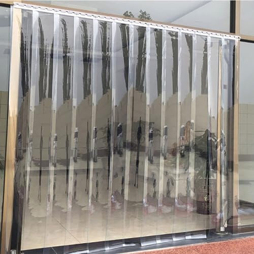 JIwqDY Lamellenvorhang 1,7mm Dick Türleiste PVC Streifenvorhang Lamellen Transparent Industrie-Streifenvorhang für Lager Fabrik Garage (Color : Clear, Size : 180x260cm)