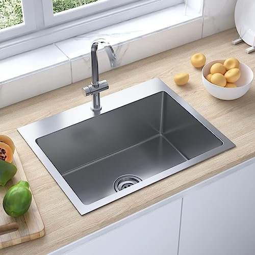 Rantry Lavello da cucina fatto a mano in acciaio inossidabile, lavabo sottopiano, lavello da cucina grande ciotola, bacino da cucina per ripostigli cucine bar pub 3025 Lavelli da cucina e lavandini