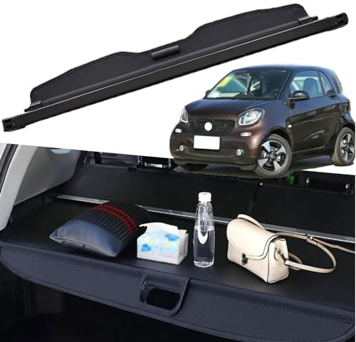 WXJFFF Auto Einziehbare Laderaumabdeckung für Smart fortwo 2014-2018 2019 2020 2021, Kofferraumabdeckung Rollo Kofferraum Schutz Cargo Cover, Autozubehör
