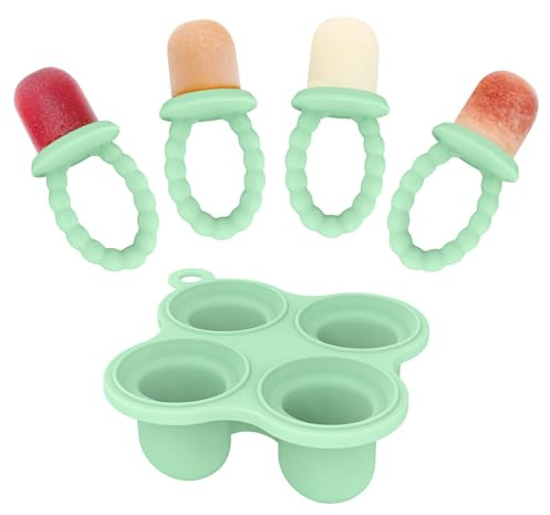 btrfe Juego de moldes de silicona para paletas de bebé, pequeños estallidos y mordedores para bebés de más de 4 meses, alivio de la dentición, molde para polos de hielo para bebés, esencial para bebés