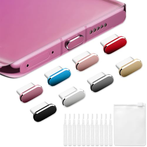 VEINARDYL 8 pcs Type C Anti Dust Plug, USB C Charging Port Protector Cap with 10 Cleaning Brush, Headphone Jack Dust Plug Charger Cover compatible with Huawei, Xiaomi, OPPO, VIVO, Samsung