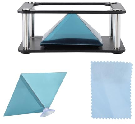 Projecteur Pyramidal Holographique, Images à 360 Degrés, Support D'affichage 4 Angles pour Smartphone, Idéal dans Les Pièces Sombres, écrans Lumineux, Hologramme avec Ressources