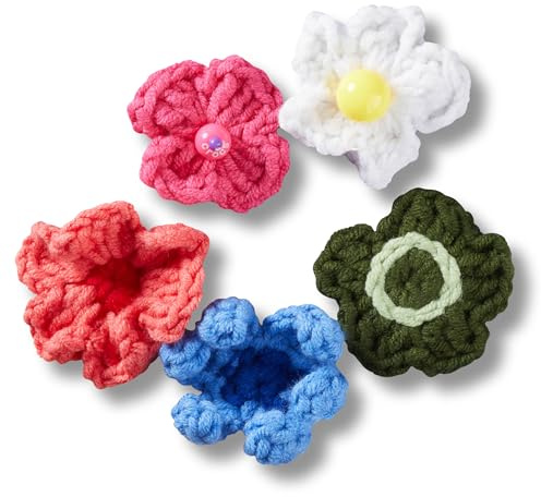 Crocs Confezione da 5 ciondoli per scarpe unisex all'uncinetto, motivo floreale, multicolore, taglia unica, Multicolore, Taglia unica