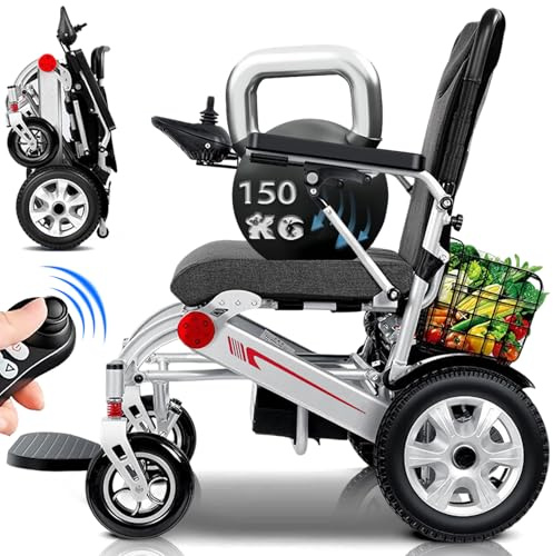 ZQHQKJ Elektrischer Rollstuhl Faltbar Leicht für Senioren, Tragfähigkeit 150 kg, 500W Motor, Reichweite 25-40 km, Rollstuhl Elektrisch mit Einkaufskorb, Ideal für Reisen und Wohnung,26a
