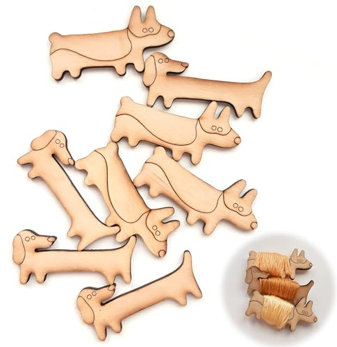 CHENNAN 8 Stück Holzspulen mit Tiermotiven, Stickgarn Yarn Winder, Hundeform Kreuzstichspule Haustier-Thema Stickgarn Karten Wickelbrett, Wickelplatte für Näharbeiten, Aufbewahrung, Werkzeug (A)