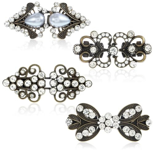 Ouligay 4 Stück Cardigan Clips für Kleidung Vintage Cinch Clip Metall Swirl Waist Clip Brosche Retro Strickjacke Kragen Clips Frauen für Pullover Kleider Strickjacken Hemden Schals Tücher