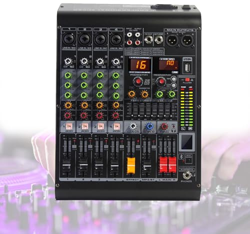 Zowdrix Mezclador De Audio, Mezclador DJ De 8 Canales, Mezclador De Estudio Bluetooth con Unidad USB + AlimentacióN Fantasma De 48 V, para Profesionales Y Principiantes. 4Channel
