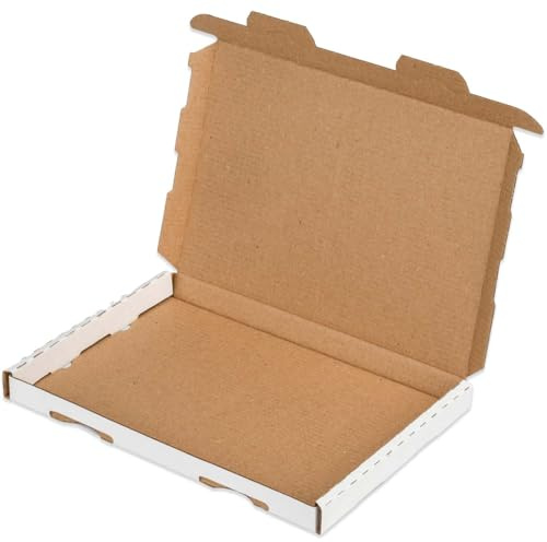 kartonprimus 100x Großbriefkartons 230 x 160 x 20 mm GB-1 weiß Großbrief Karton Faltschachtel stabil Versandkarton Post DHL Versand DIN A5 Warensendung Büchersendung Versandschachtel (100 Stück)