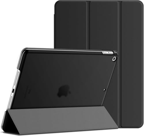 TXWLLIU Hülle für iPad 10,2 Zoll 9./8./7. Generation 2021/2020/2019, Dreifach Gefaltete Schutzhülle, Schlanke Durchscheinende Mattierte Rückseite Schutzhülle mit Auto Wake/Sleep, Schwarz