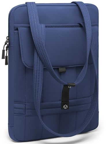 HYZUO 15-16 Pulgadas Bolso Funda Acolchada para Portátil, Azul Marino | para MacBook Pro 15/16, 15 15,6 Dell/HP/Lenovo/Asus/Acer/Samsung, Bolsos de Hombro Finos Mujer Bolso para Trabajo Diario