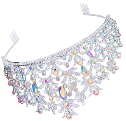MAGICLULU Tiara de Boda Plateada Gemas de Imitación Adorno Nupcial Ligero de Aleación de Zinc Diadema para Novia Adecuada para Bodas Graduaciones y Fiestas Obsequios