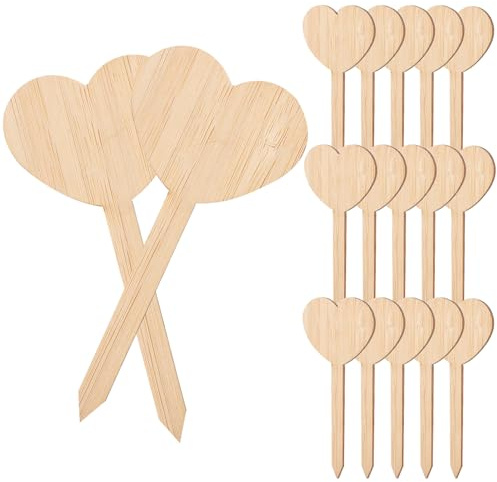 MAGICLULU Etichette per Piante in Legno 20 Pezzi a Forma di Cuore, Marcatori per Piante da Giardino, Facili da Scrivere e Inserire nel Terreno, per Vasi e Aiuole, Decorazioni Vegetali