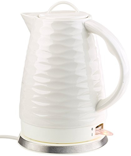 Rosenstein & Söhne Keramik Wasserkocher: Porzellan-Wasserkocher WSK-270.rtr, 1,7 Liter, 1.500 Watt (Elektro, schnurloser, Uhr)