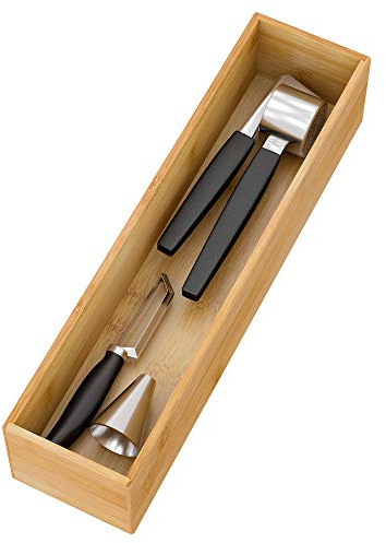 Bamboo Kitchen Drawer Organizer, Wooden Storage Box for Utensil Organizer Silverware Tray Cutlery Holder Flatware Containers - Multi-Use Deep Drawer Dividers Organizer for Bathroom, Jewelry, 1232.5