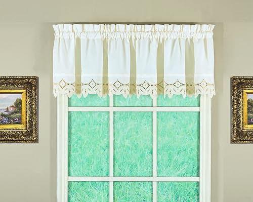 Today's Curtain, Heirloom Battenberg Eyelet Valance 14, Ecru, 58 W x 14 L