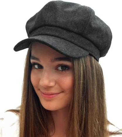 TOSKATOK® Damen Mädchen 8 Panel Wollmischung Traditionelle Bakerboy Newsboy Kappe