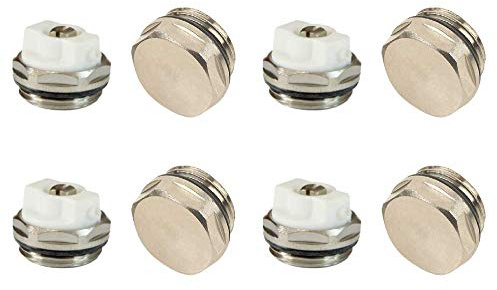 Manual Radiator AIR Vent Bleed Plug Valve Blank Cap 1/2 BSP x4 Sets