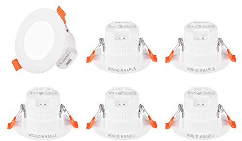 5W Weiß Flache LED Spots Einbauleuchten Einbau Deckenleuchten 230V IP44 für Bad Küche 3000K 4000K 5000K Einstellbar Nicht Dimmbar Lochmaß 65–80MM 6er Lampen von Enuotek