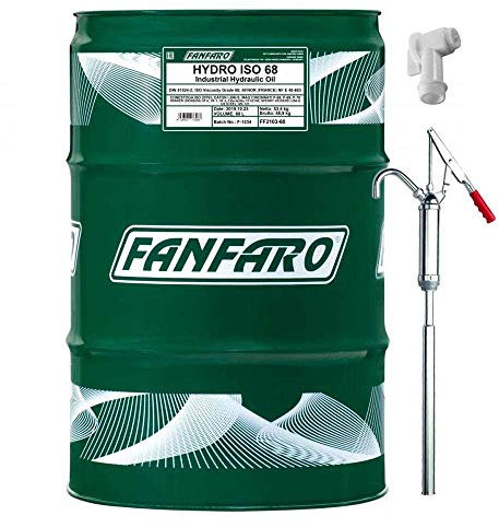 60 Liter FANFARO FF Hydro ISO 68 Hydrauliköl inkl. Auslaufhahn und Handpumpe DIN 51524-2