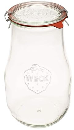 Weck Tulip Jars 2.5 Liter - Glass Jars for Sourdough Starter, Canning, and Storage with Wide Mouth and Glass Lid (1 Jar)