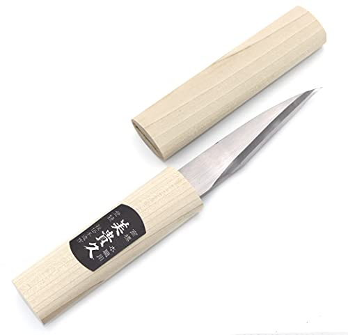 Ikeuti Couteau Artsianal Japonais Kiridashi Greffoir Bouture Lame Courbe Carbone - Forgé à la Main au Japon (Polie)