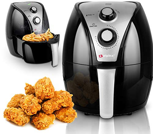 alpina Heißluftfritteuse - Airfryer - XL 3,2 Liter - 80-200 Grad - 1500 Watt - Schwarz