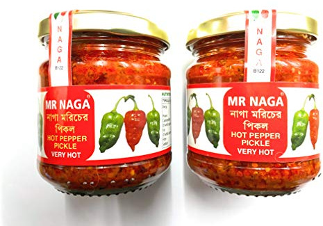 Mr Naga Hot Chilli Pepper Pickle Sauce 2 x 190 Grams, Ghost Pepper Pickle Sauce