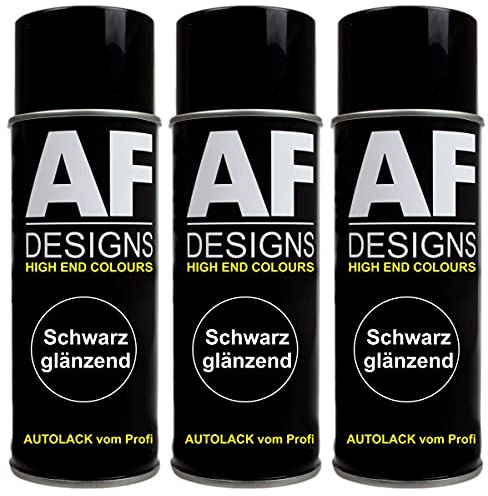 Alex Flittner Designs Schwarz glanz Spraydose 3x Spray glänzend Lackspray | Sehr Hochwertiges Acryl Lackspray(lösemittelhaltig) in schwarz a 400 ml pro Dose