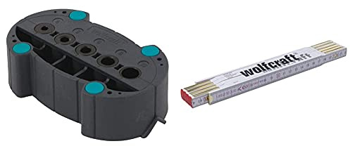 wolfcraft Accumobil Mobile Drill Guide 4685000 | Handy Drill bit for Precise Drilling at Right Angles, with Practical Drilling Brushes and Positioning Lines & 5227000 Metro plegable 2 m Pack 1