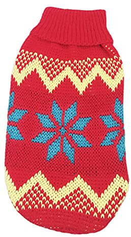 Warmer Puppuy Hundepullover Winter Haustierkleidung für kleine Hunde Katze Pullover Kleidung Kostüm,rotes Blatt,8