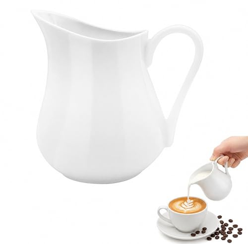 Mipcase Milchkännchen Porzellan 450ml, Weiße Milchkanne Keramik