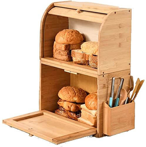 OLOTU Caja de Pan Panera Retro, Soporte para Pan Estilo Granja, panera para Mantener el horneado Fresco, contenedor de Almacenamiento de Pan para encimera Panera