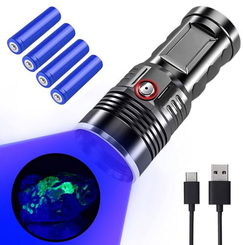 60W 365nm UV Luce Nera Torcia Elettrica Filtrata BlackLight USB C Ricaricabile Ispezione Professionale Rilevatore NDT per Urina, Minerale, Fluorescente Dermatologia Legno Lampada Analizzatore di Esame