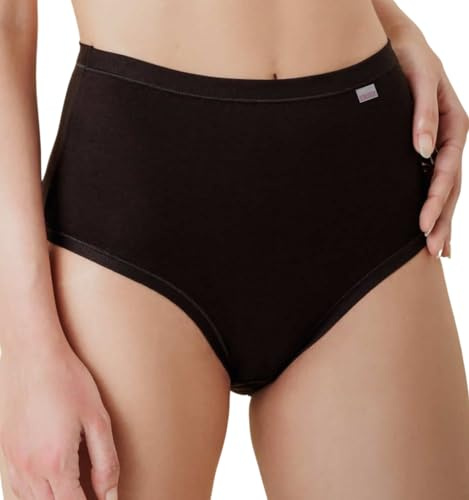 Intimitaly (Pacco da 6) Mutande da Donna in Cotone Vita Alta - Slip Donna Cotone Colori Nero o Bianche - Culotte da Donna - Intimo Traspirante e Confortevole IR5091 (L, Nero)