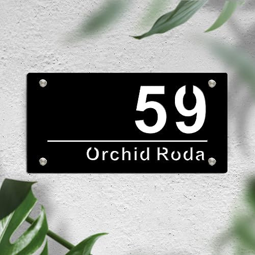 Placa De Letrero De Puerta De Número De Propiedad Contemporánea Moderna,Corte Láser, Placas Negras Mate Y Letrero De Casa Flotante De Acrílico,Placa De Números De Puerta,Número 3D Láser Personalizado