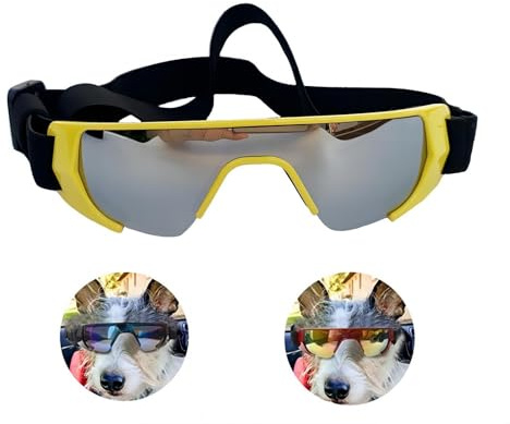 KAYNO Hundsolglasögon, hundsolglasögon små raser UV-skydd, PC vindtäta och dammtäta hundglasögon, coola solglasögon för teddy, katter och mer.