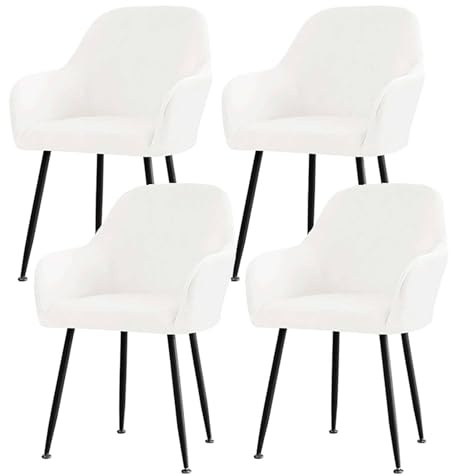 ZRCYXDW Fundas de Sillas Comedor con Brazos-Blanco-4 Pieza | Fundas de Sillón Suaves y Elásticas de Terciopelo, Protector de Sillas con Respaldo Curvo Extraíble y Lavable